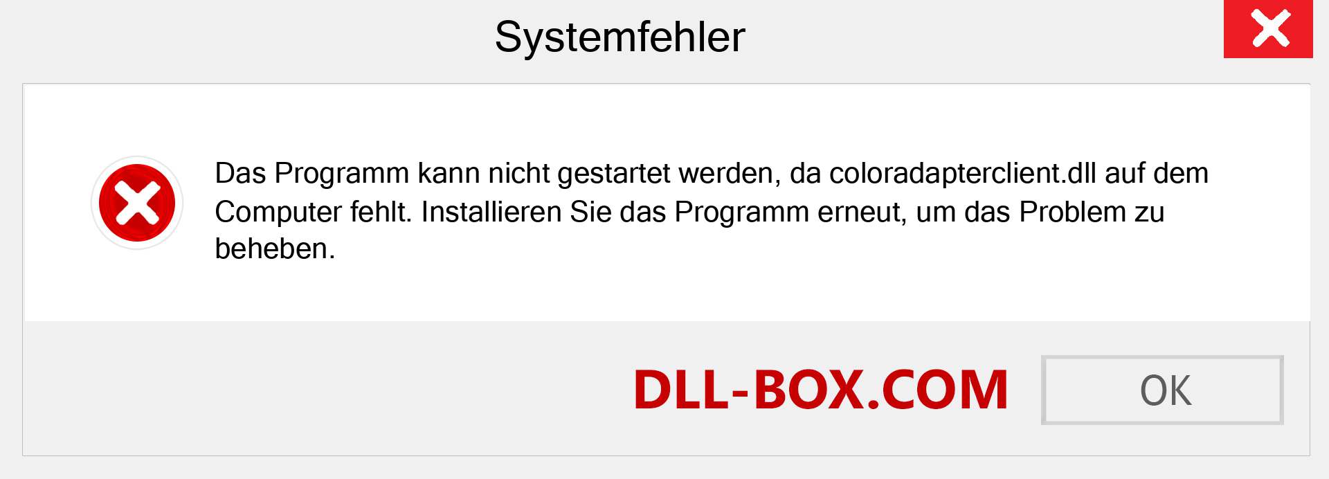 coloradapterclient.dll-Datei fehlt?. Download für Windows 7, 8, 10 - Fix coloradapterclient dll Missing Error unter Windows, Fotos, Bildern