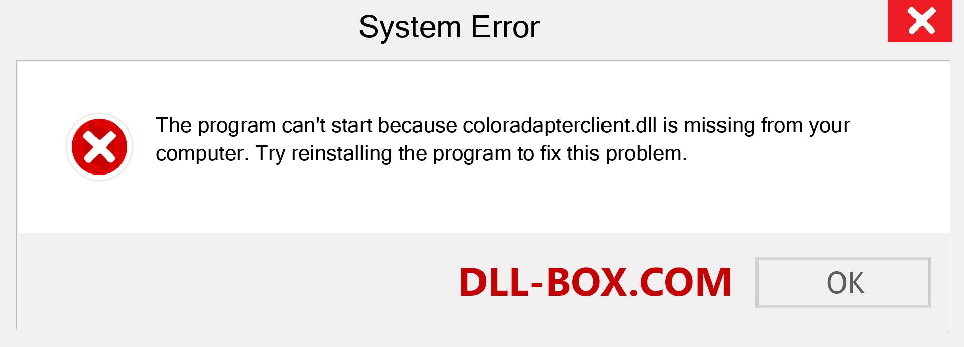  coloradapterclient.dll file is missing?. Download for Windows 7, 8, 10 - Fix  coloradapterclient dll Missing Error on Windows, photos, images