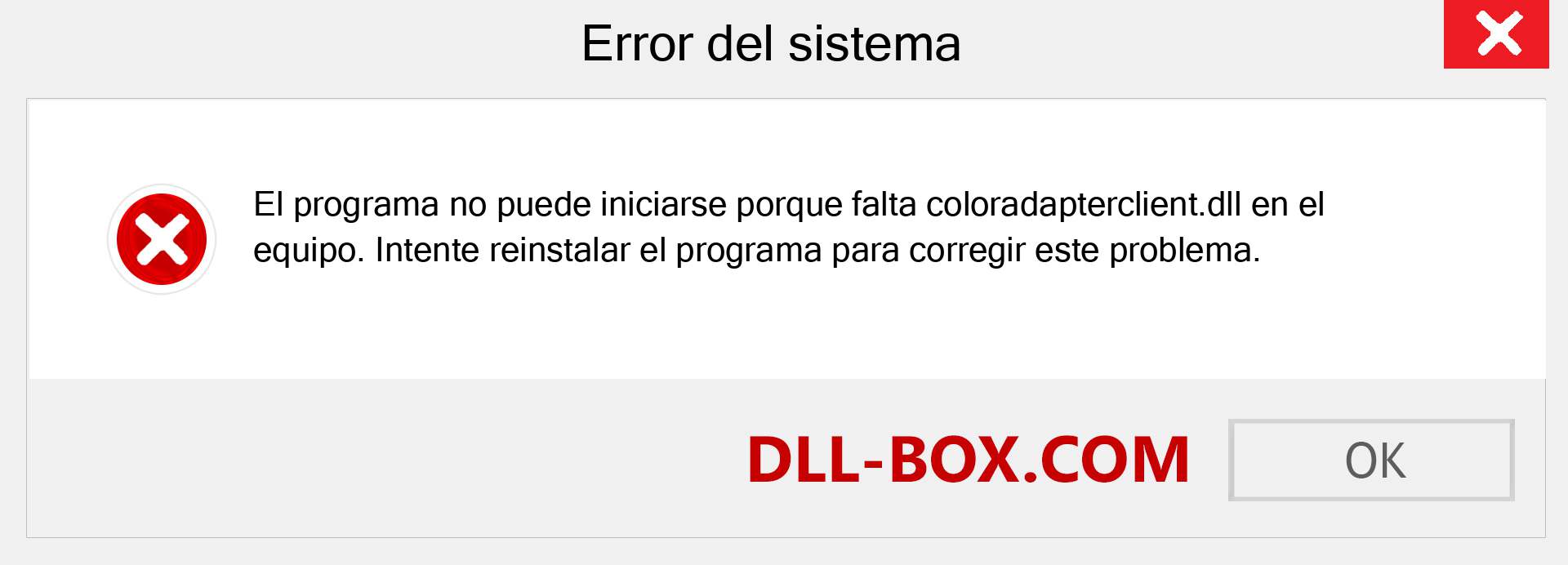 ¿Falta el archivo coloradapterclient.dll ?. Descargar para Windows 7, 8, 10 - Corregir coloradapterclient dll Missing Error en Windows, fotos, imágenes