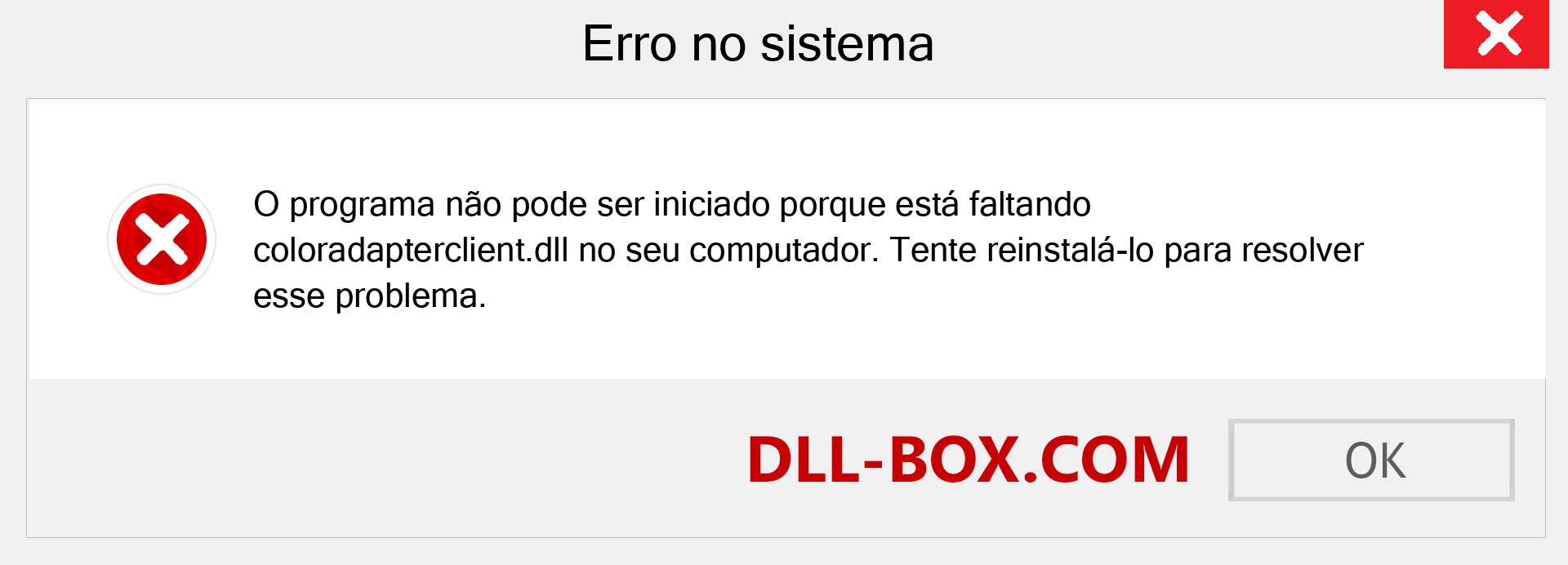 Arquivo coloradapterclient.dll ausente ?. Download para Windows 7, 8, 10 - Correção de erro ausente coloradapterclient dll no Windows, fotos, imagens